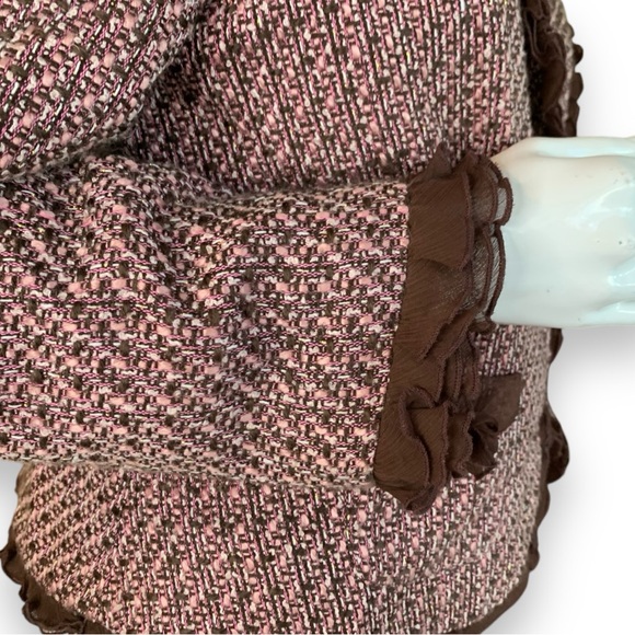 HI STUDIO JONATHAN MARTIN PINK BROWN TWEED CROPPED BLAZER WOMEN’S SIZE 16 - Picture 6 of 9